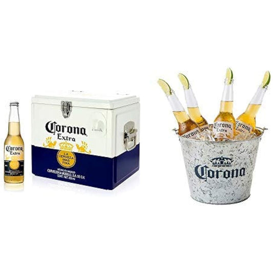 [Set purchase] Corona Cooler Box + Corona Extra Bottle [Mexico 355ml x 12 bottles pack] & Corona Extra Bottle [Mexico 355ml x 8 bottles set with bucket] [Gift Box Included]