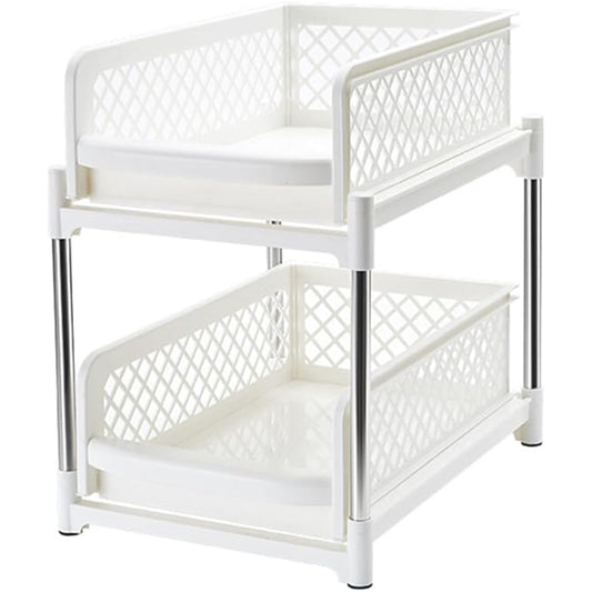 Under Sink Storage Rack, 2 Tiers, Condiment Storage, Drawer, Kitchen Storage Rack, Tabletop, Condiment Rack, Slim, Kitchen, Storage, Under the Sink Storage, Sliding, 2 Shelves, Drawers, Large