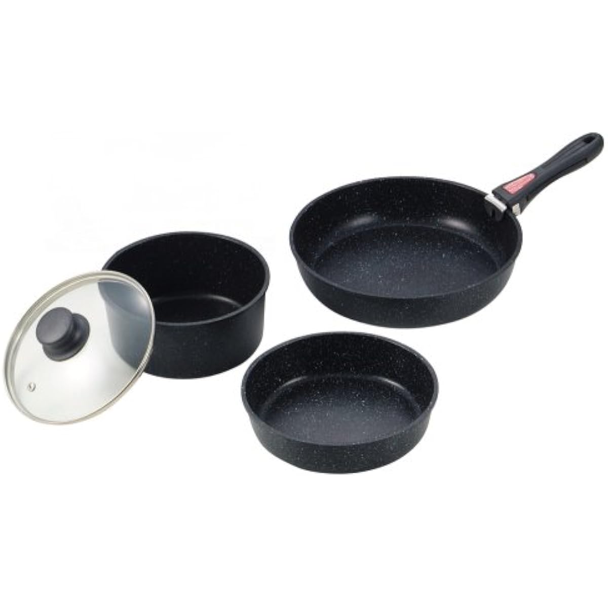Pearl Metal Frying Pan Pot 5 Piece Set IH Compatible 4 Layer Fluorine Hard Processing Strong Marble Systemarista Cookware Waco Trading H-4061