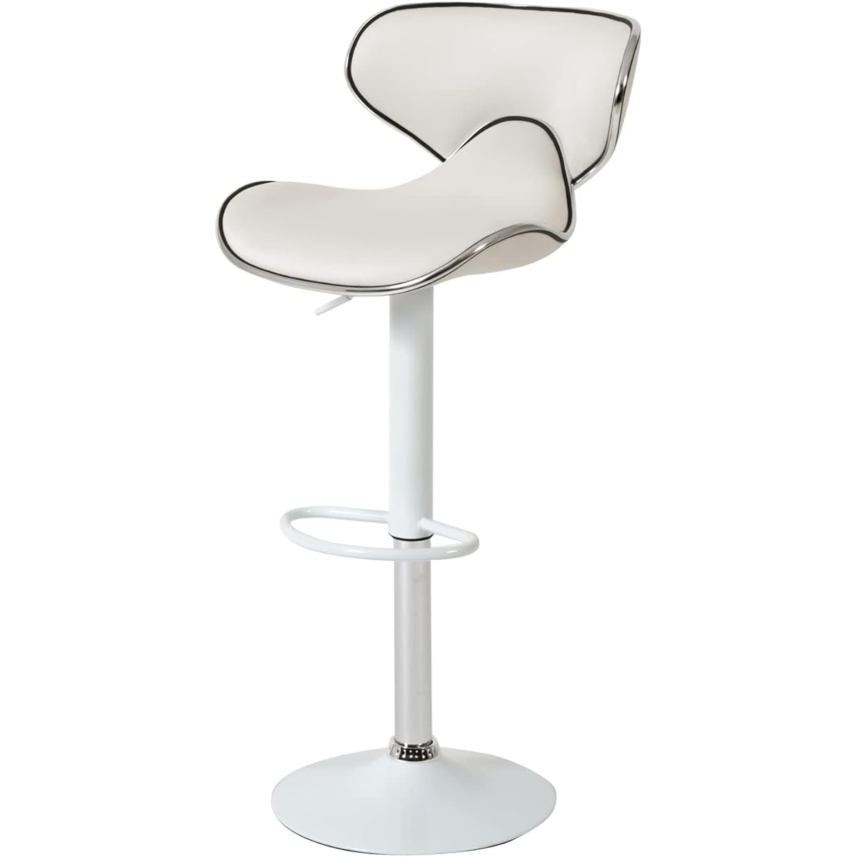 System K Counter Chair Bar Chair Lifting Rotating Backrest Kitchen Fabric White 1 Leg