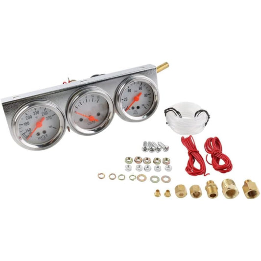 BAGARAATAN Triple Gauge Kit Oil/Volt/Water Gauge 2inch/52mm Chrome Panel 3 in 1 Car Meter Hydraulic Fahrenheit Water Temperature Ammeter Triple Gauge Kit