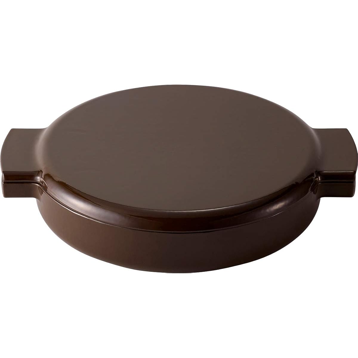 Ovject Camping Outdoor Made in Japan Double Handed Pot Enamel Cast Shallow 23cm 1.6L Dutch Oven Wood Stove Cooking Compatible with IH Brown O-THP-23BR