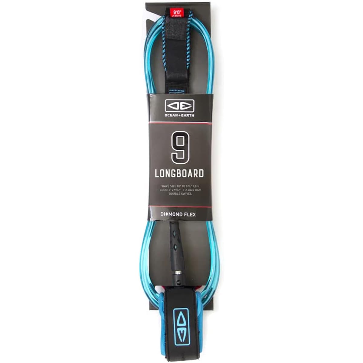 Ocean&Earth Leash LONGBOARD REGULAR MOULDED LEASH 9'0" Blue
