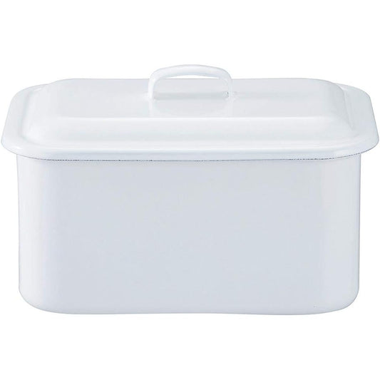 Nichi Nichi Tools Noda Enamel Storage Container Rectangle Canister Rice 2kg Bread Case Made in Japan White