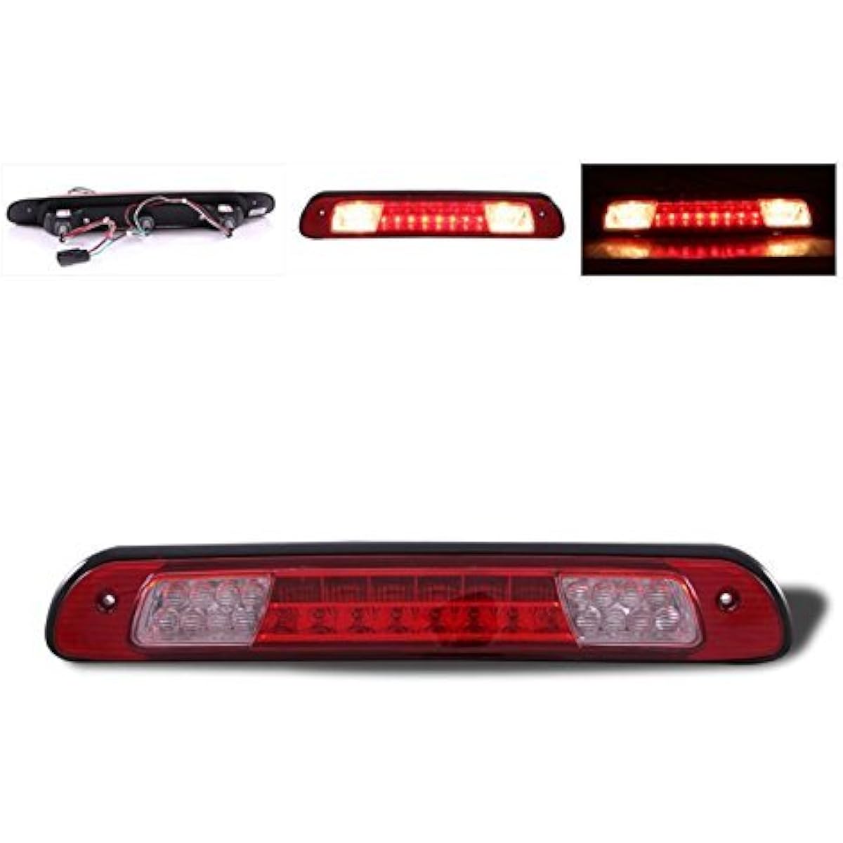 AMERILITE Red/Clear LED High Mount Stop Cargo 3rd Brake Light For Toyota Tandra