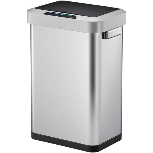 EK9262MT-45L Trash Can Automatically Open/Close Horizon Sensor Bin Silver 45L with Lid No Inner Box