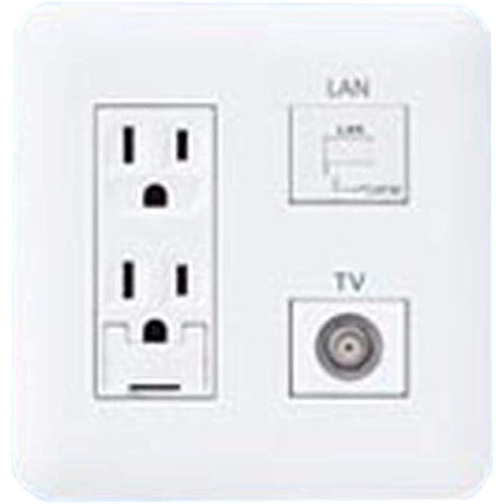 Panasonic Cosmo Series Wide 21 Recessed Multimedia Outlet Grounded Double Outlet with Earth Terminal TV/High Shield 10-3224MHz CAT5E White WTF34373W