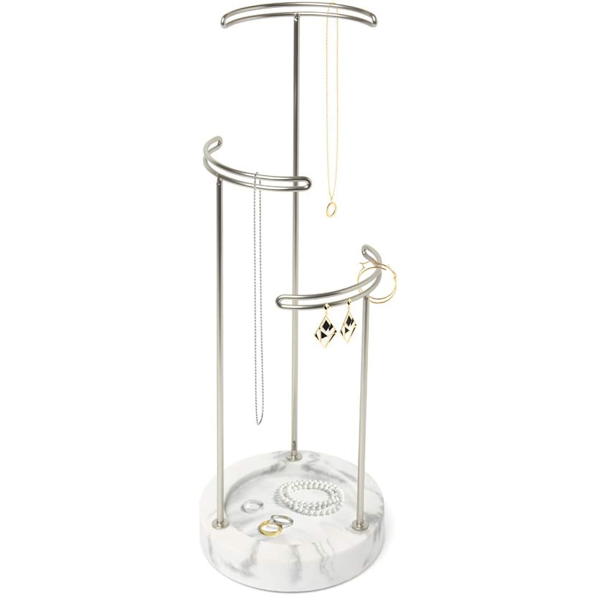 umbra Jewelry Storage Accessory Storage Jewelry Tree Stand Storage Earrings Necklace Watch Accessories Storage W15 x D15 x H42cm TESORA 2299471491 White/Nickel