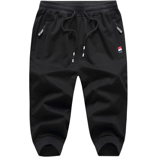 CLARIBEL Training Pants Men's Sports Fitness Pants Short Outdoor Plain Jogger Pants Sweatshirt Gym Wear Running 3/4 Length Cotton