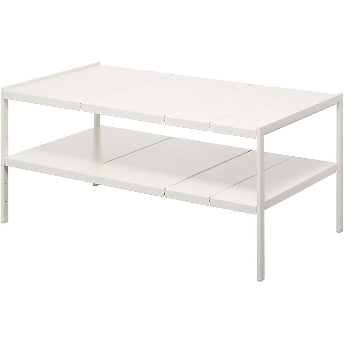 Yamazaki Jitsugyo Telescopic Under Sink Rack 2 Tiers D40 White Approx. W50~85 x D40 x H35 cm Tower Under Sink Storage 6 Levels Height Adjustment Width Adjustment 4950