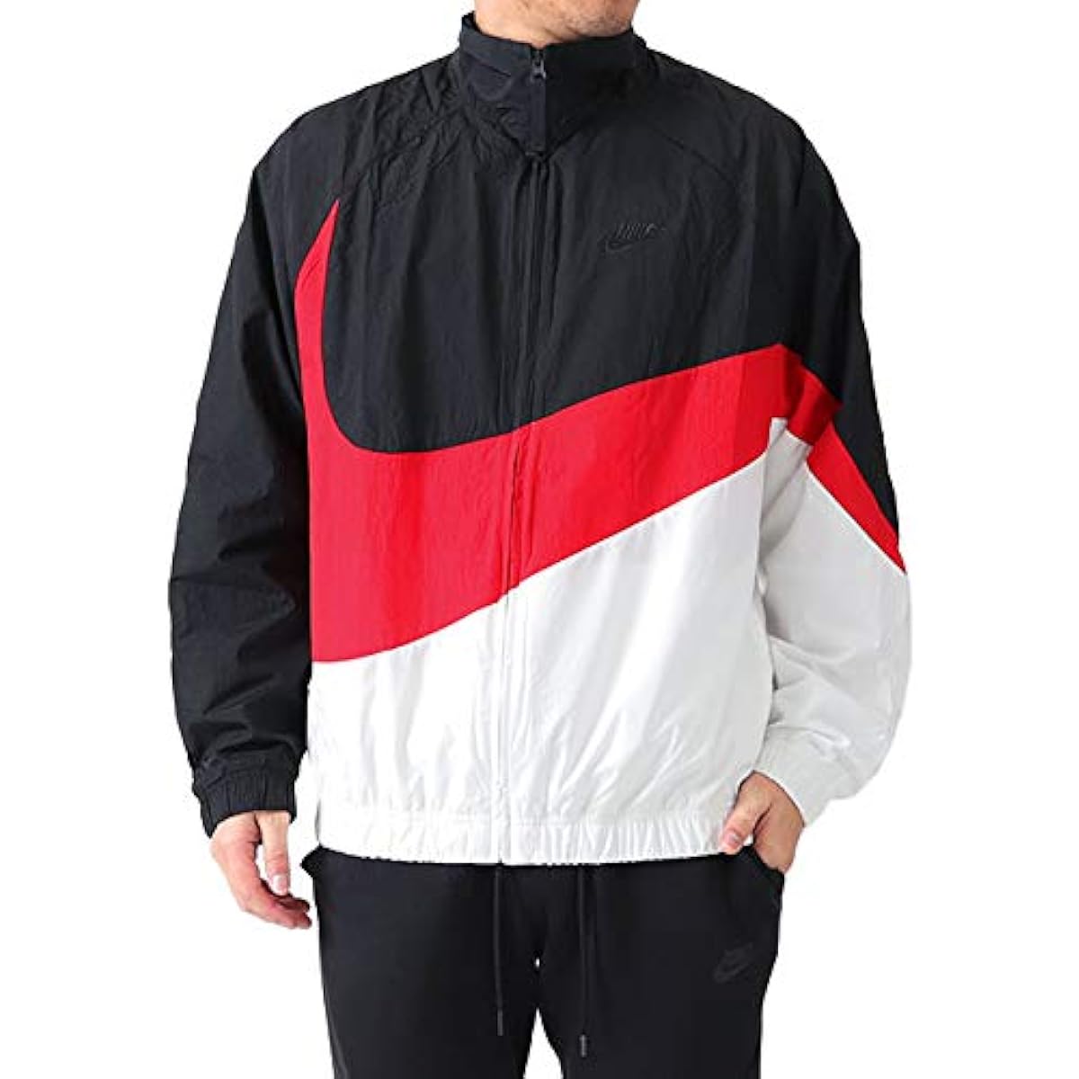 NIKE Big Swoosh Nylon Jacket AR3133-011 Parka Men's [L-Black-White(011)]
