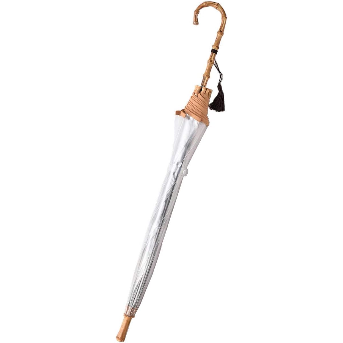 White Rose Bamboo Jumping Mustard 60cm Jump Umbrella with Storage Bag