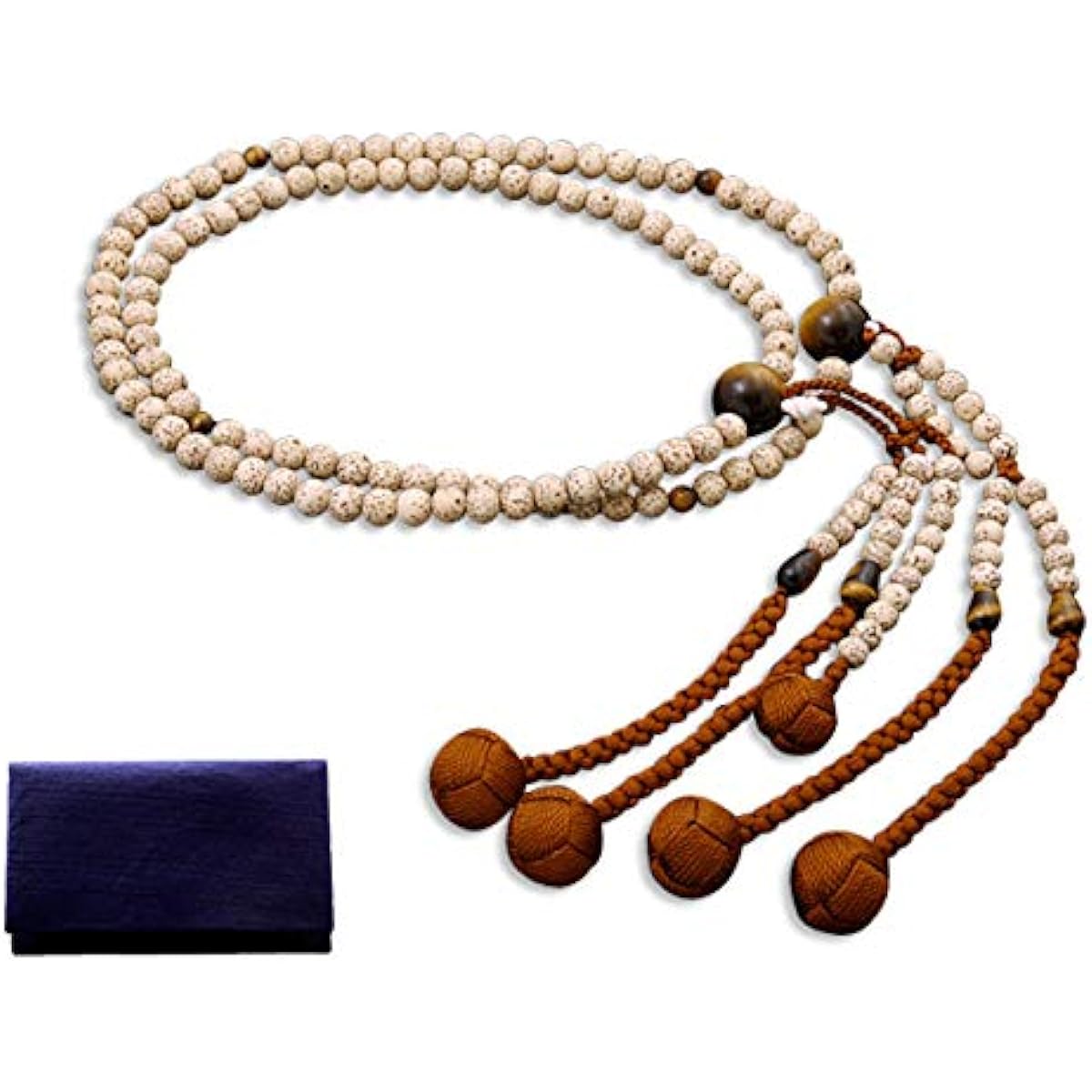 Kyoto Buddhist Altar Hayashi Prayer Beads Nichiren Buddhism Shakuni Star Moon Bodhi Tree with Tiger Eye Stone (For Men) Formal Official [Tiger Eye] [Bead Bag Set] SM-061 Kyoto Prayer Beads