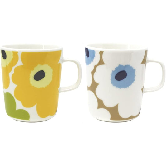 Marimekko UNIKKO mug (yellow, beige blue set)