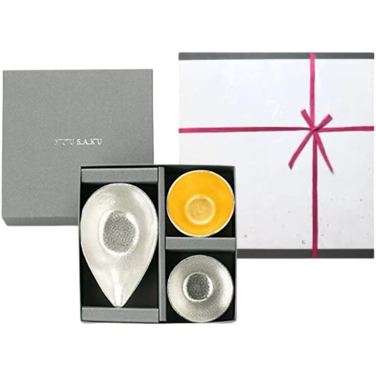 [Wrapping with Nousaku Japanese paper] Katakuchi - Small + Cup - Tin / Gold KS=G Gold and Silver