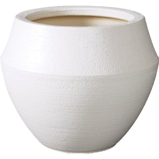 Plus Garden Flower Pot Cover for Barrel No. 8 Φ400 x H335mm No Bottom Hole White Shigaraki Ware 333-01