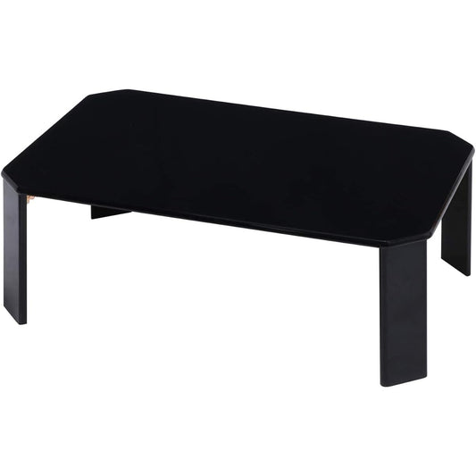 Fuji Boeki Low Table Folding Table Width 90 x Depth 60 x Height 32 cm Black Living Table UV Painting Easy to Clean Rounded Corners Luce 38419