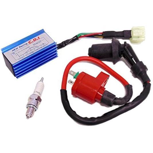 Scooter Ignition Repair Kit Repair Spark Failure Racing High Output Ignition Coil (2 Pin) NGK Spark Plug C7HSA High Performance Racing CDI (For GY6 50cc 125cc 150cc) (Compatibility with domestic cars cannot be guaranteed)