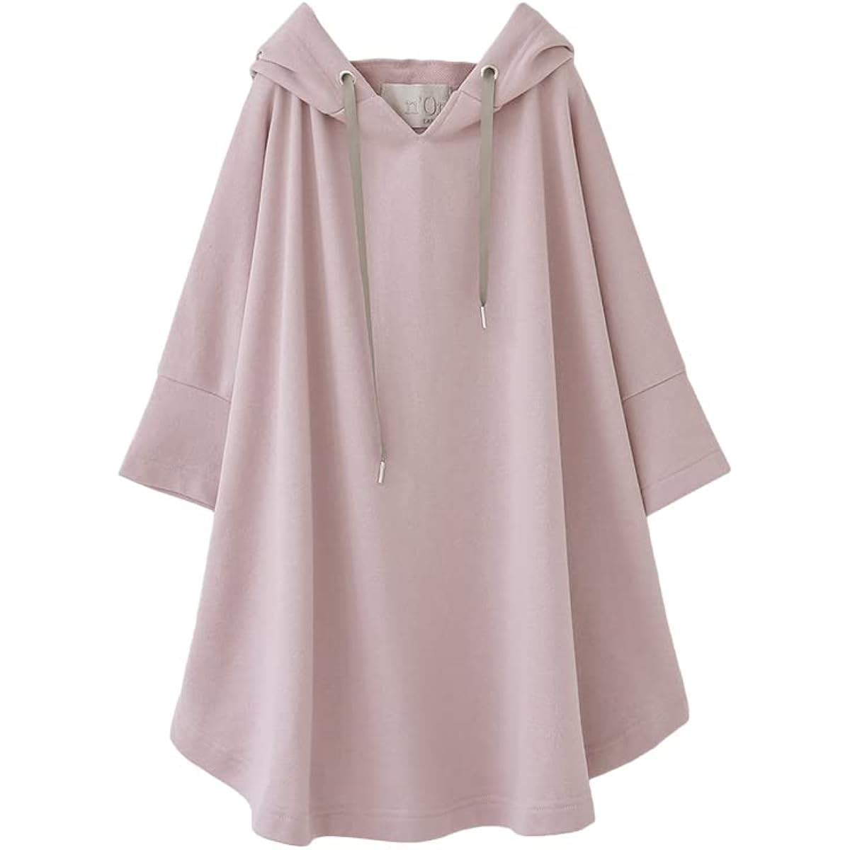 [n'Or LABEL] Fashionable Walker [Round Hem Loose Parka] Hoodie Hoodie Spring/Summer Women's Top Half Sleeve Three Quarter Sleeve Round Hem Mini Fleece Color Scheme Eyelet Slit Layering Pastel Dull Color tfn0259