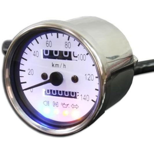 Rise Corporation Motorcycle 140km/h Mechanical LED Speedometer 60 Pie White Panel (White LED) General Purpose