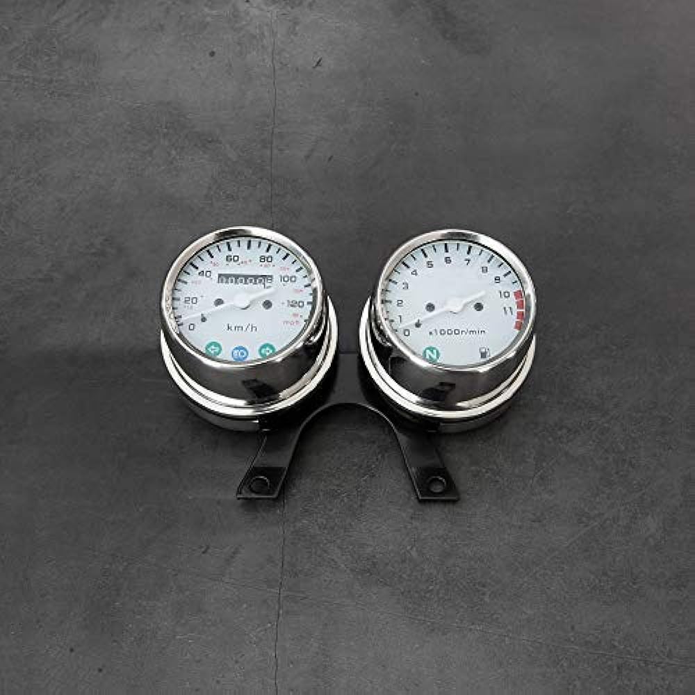 MOTO4U Cafe Racer Universal Retro Motorcycle Speedometer Mechanical Odometer Speedometer and Engine Speed Meter Maximum Display Speed 120km/h
