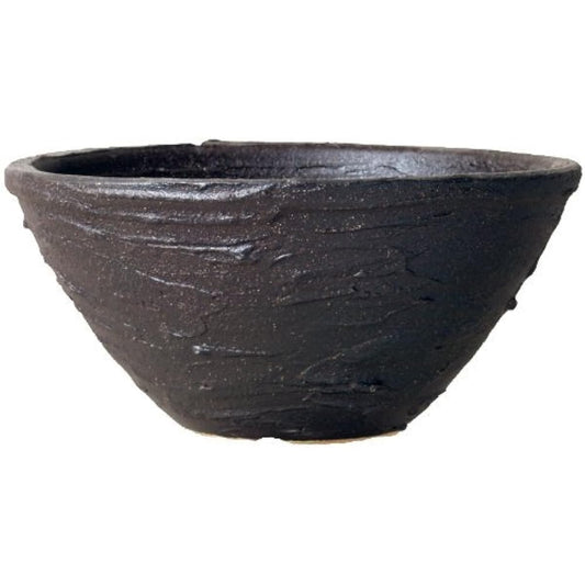 Plus Garden Flower Pot Prato Φ370mm With Bottom Hole Black Ceramic Shigaraki Ware 261-02