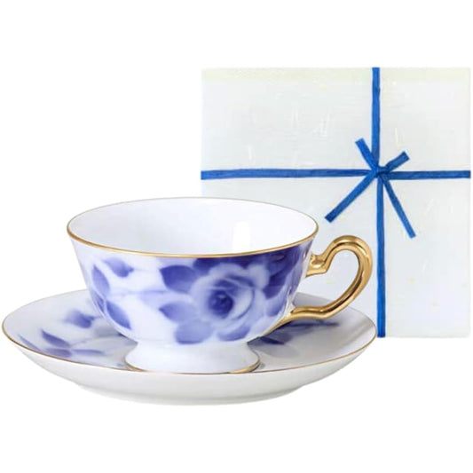 [Okura Toen Washi Paper Wrapping] Blue Rose Cup & Saucer 8011/6C
