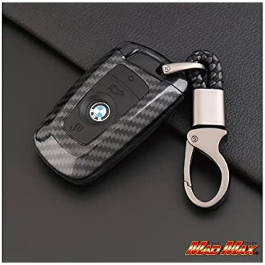 BMW exclusive carbon style smart key case 5 series/3 series 4 button type TYPE1 with key chain black MM50-BM001-BK