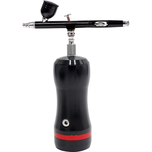 Hi-High Airbrush Cordless Black Aluminum Nib Caliber 0.3mm Double Action Cup Capacity 20cc/40cc 2 Batteries CLAB-04