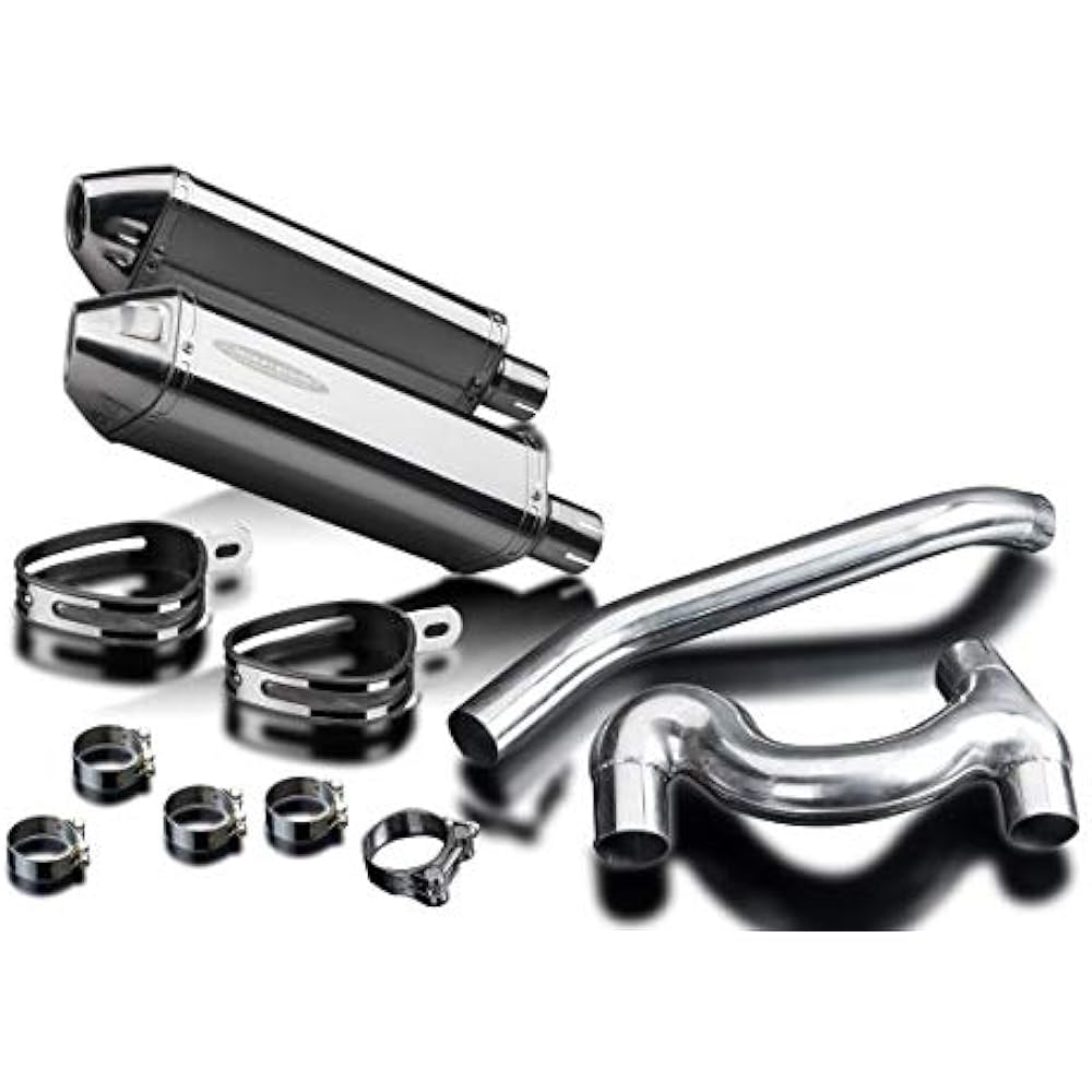 DELKEVIC Slip-on Stainless Steel Tri-Oval Muffler for HONDA VFR800 V-TEC 2002-2009 320mm KIT1157