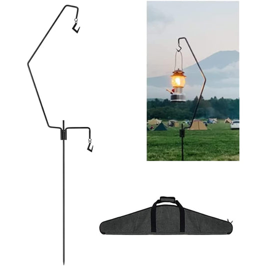 Lantern Stand Moyot Lantern Hanger Cast Iron Drive-in Type Freely Combinable Lantern Pole Multifunctional Lightweight Compact Outdoor Camping Comes with Exclusive Storage Case (Single Combination)