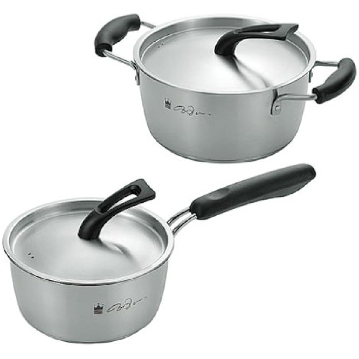 Kei Kurusu IH compatible stainless steel one-handed pot 16cm & two-handed pot 20cm KKSS-600
