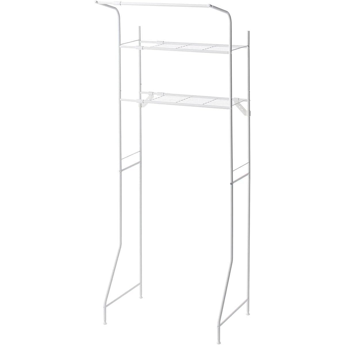 HEIAN SHINDO Slim Laundry Rack, 2 Shelves, with Hanger Bar, Matte White, Width 61-82 x Depth 53 x Height 181cm HSR-2WH