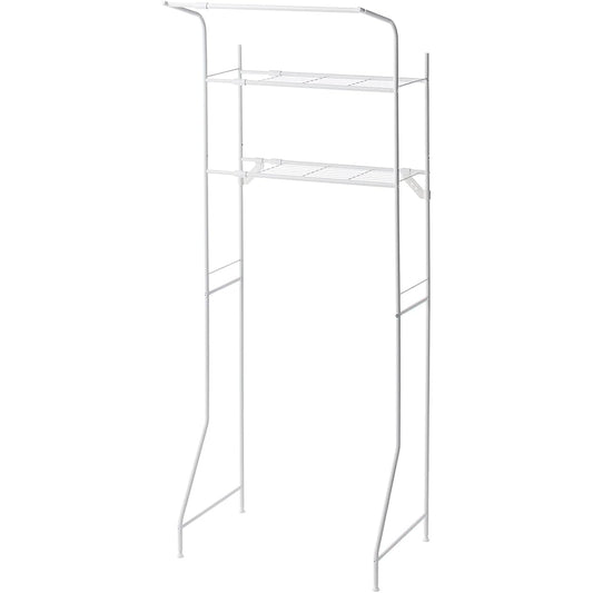 HEIAN SHINDO Slim Laundry Rack, 2 Shelves, with Hanger Bar, Matte White, Width 61-82 x Depth 53 x Height 181cm HSR-2WH