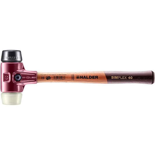Halder Simplex Hammer Rubber (Black) Nylon (White) Diameter 40 Head/Handle Replaceable Made in Germany