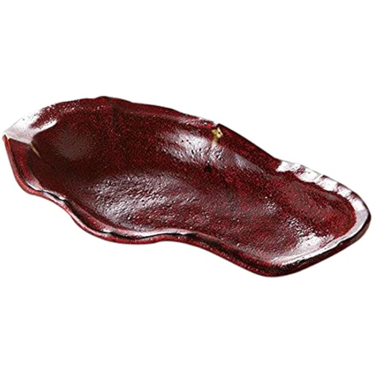Set of 5 red and black glaze rock-shaped long bowls [31.5 x 18 x 5.4cm 700g] [Yakimono dishes] [Restaurant, inn, Japanese tableware, restaurant, commercial use]