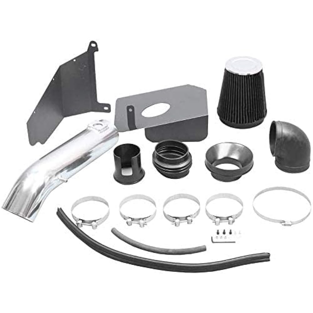 4 inch cold air intake & heat shield 09-14 Sylvarad 1500 GMC Sierra 1500 Yukon Cadillac Escalade ESV EXT Silver & Black