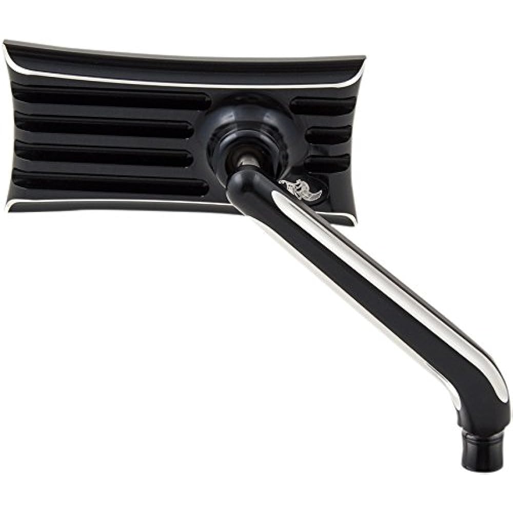 Ken's factory Rapid Series Mirror Ribbed Black & Machine Cut Right Bike Mirror (Rapid Series Mirror Ribbed Black and Machine Cut Light) 12-211