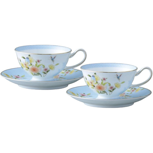 NARUMI Cup Saucer Set Ramage 200cc Blue Floral Pair Tea Coffee Cup & Saucer Cute Stylish Present Gift Box Included 52468-23078