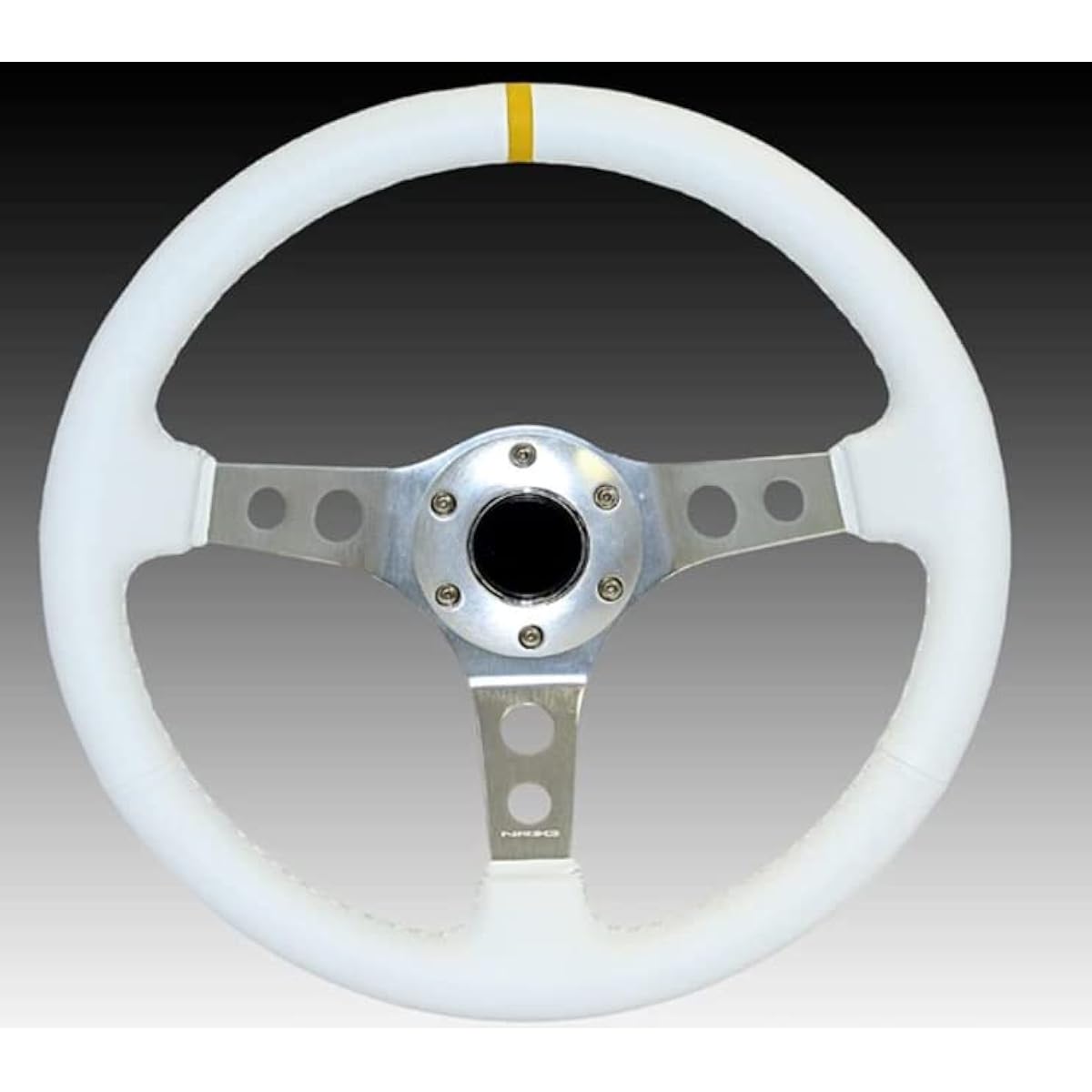 NRG Steering Wheel 2 "DEEP DISH White Leather/White Stitch 350 mm Sports Steering Wheel ST-006WT-Y Free Stanard Shipping