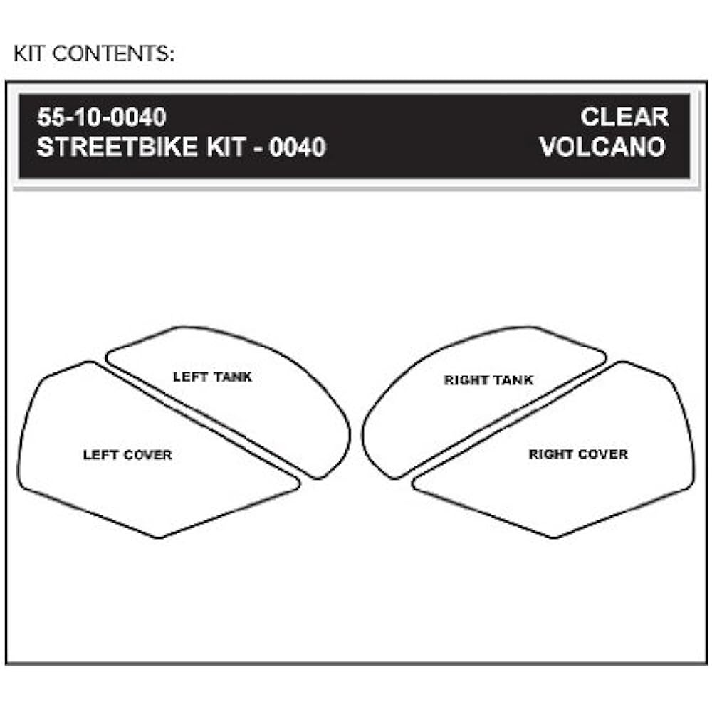 STOMPGRIP 55-3012 ZX-10R Traction Pad Tank Kit VOLCANO Clear