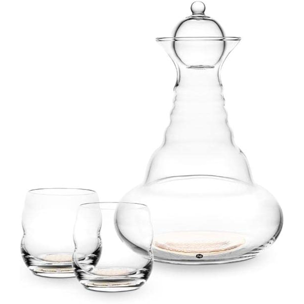 Prema Nature's Design Golden Aladdin Water Server 1.3L & Mythos Golden Glass Set of 2 ~ Golden Flower of life ~ Transparent Large