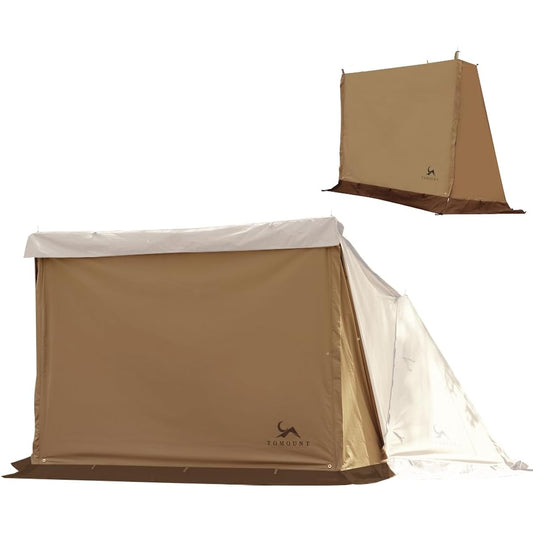 TOMOUNT Pup Tent Front Curtain, TC Material, Curtain, Polycotton, Windbreak, Blindfold, Multifunctional Front Curtain, Space Expansion, Includes Skirt, Lightweight, Bonfire, Flame Retardant, Light Blocking, Water Repellent