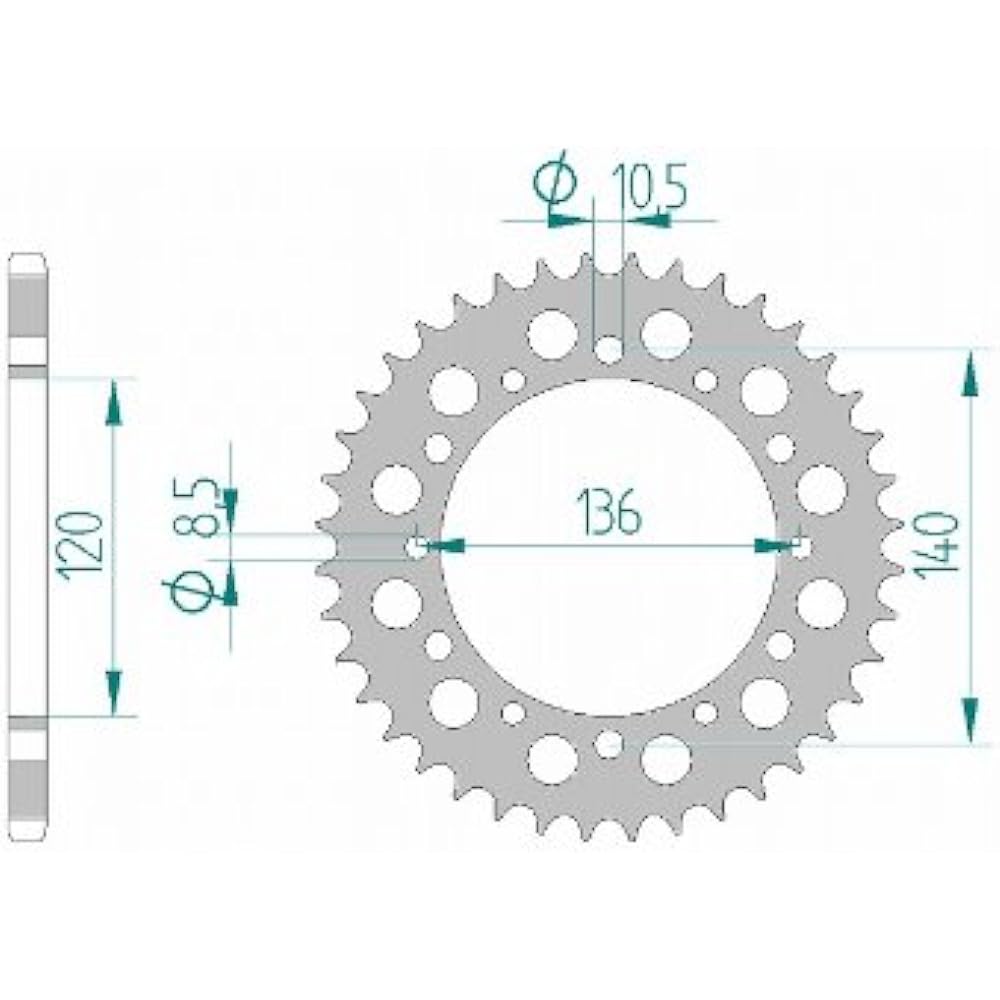 AFAM Rear Sprocket Aluminum Hard Anodized 520-40 XJR400/R(93-) TZR250(86-90) RZ350R(83-85) W800(11-16) 17404-40