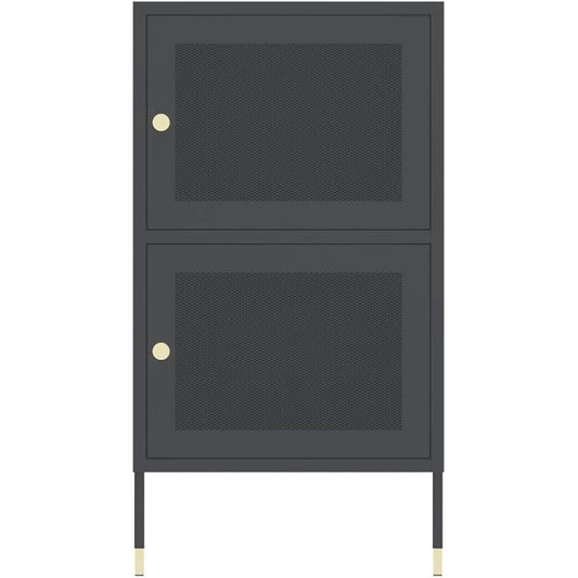 B.C.L Antrex Storage Shelf Steel Cabinet 2 Door Assembly Type 2 Tier Rack Interior Mesh Black