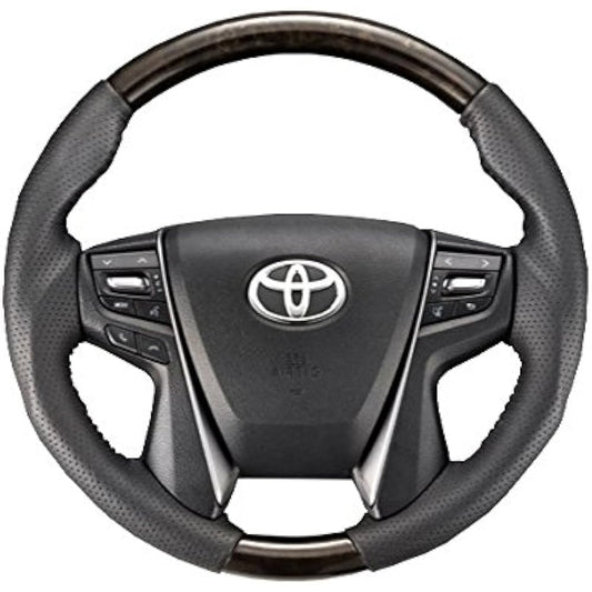 SilkBlaze Sports Steering 30 Alphard/Vellfire Black Wood Grain Paddle Compatible SB-ST-207