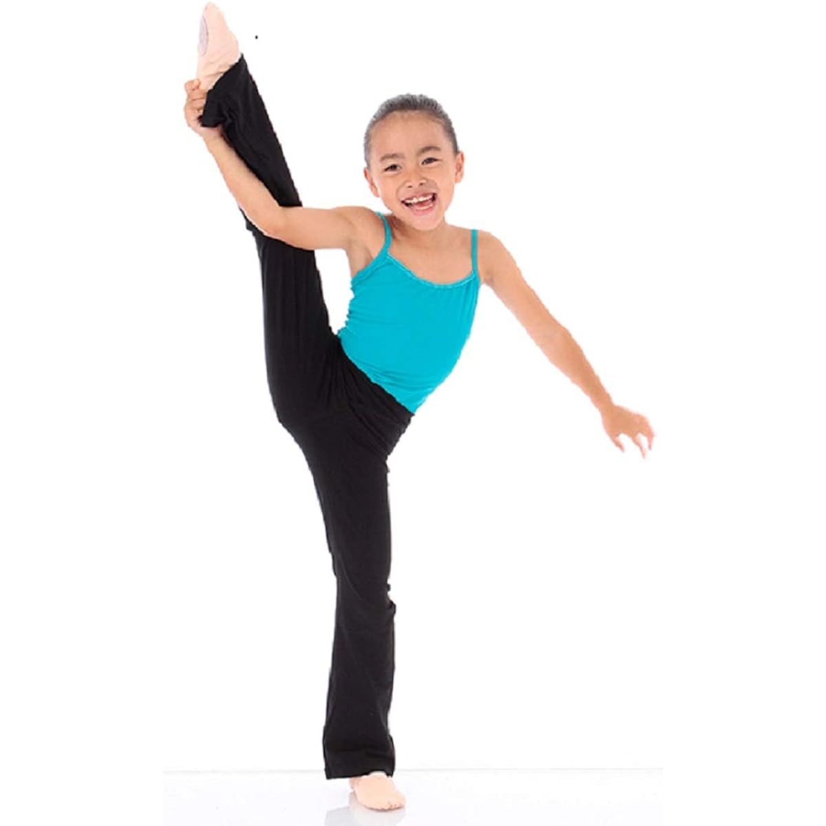 Jazz Pants Ballet Stretch Dance Pants Black Children's Black Long Pants Stretch Pants Boot Cut (Small Size) (140cm)