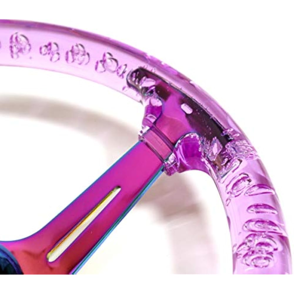 14" Crystal Steering Handle JDM Deep Cone Stance USDM North America 35cm momo pitch deep dash spokon purple