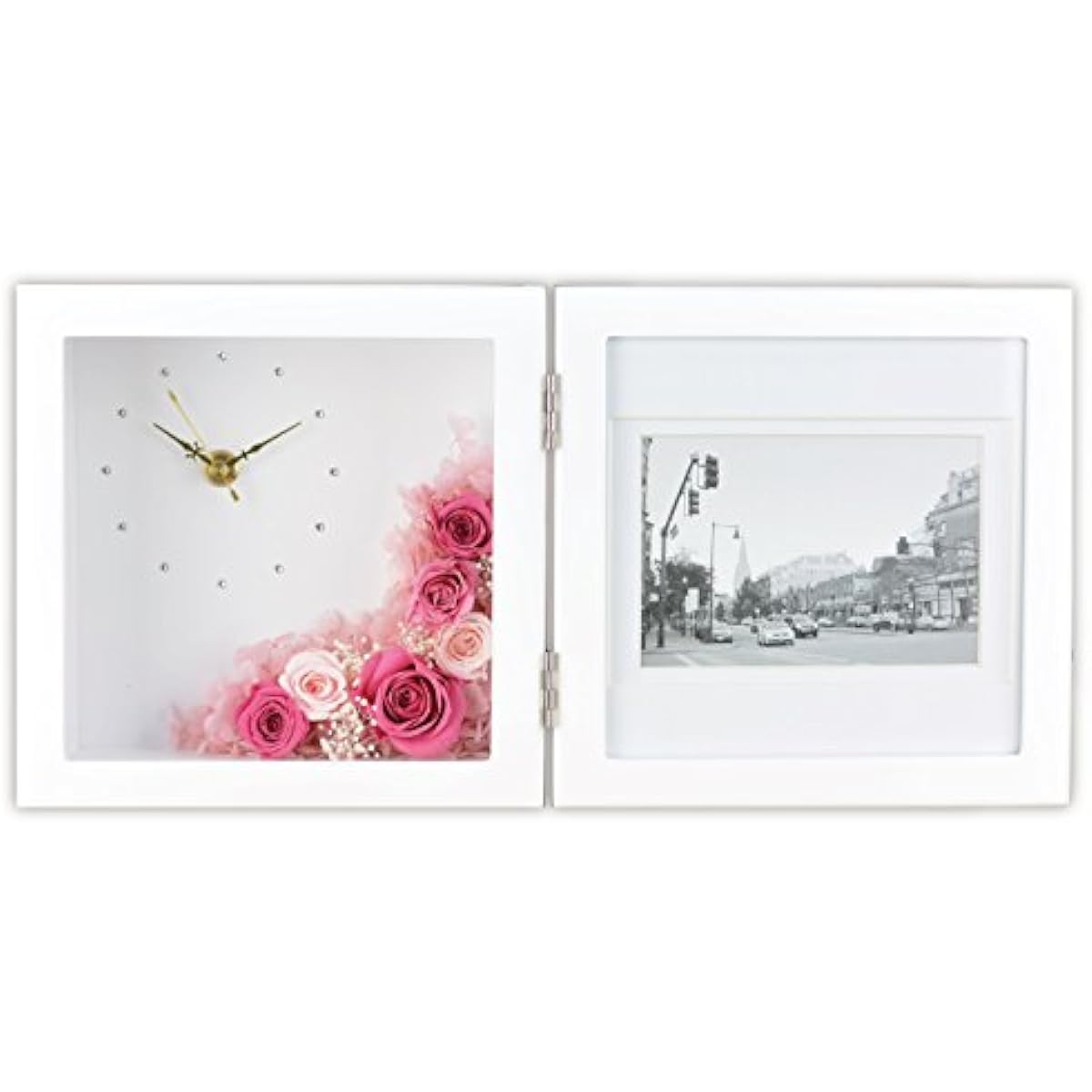 Lulu's Photo Frame Clock Preserved Flower Size Width 17.5cm Length 6cm Height 17.5cm Pink Lulu's-0034