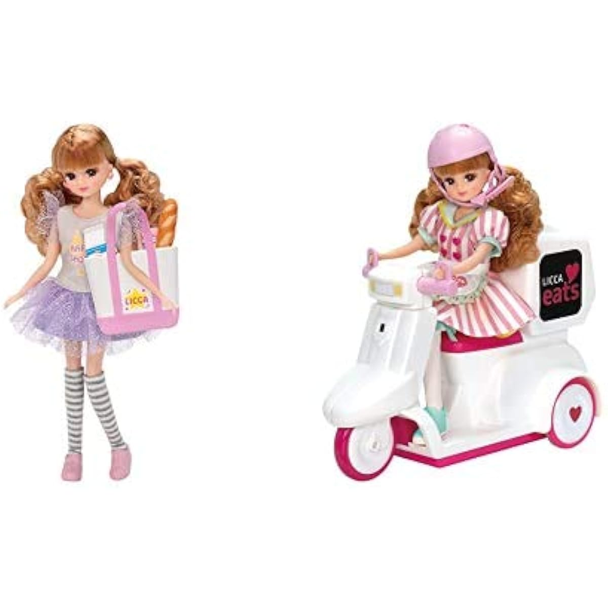 Licca-chan Doll LD-14 Happy Shopping and Licca-chan Eats Scooter Set